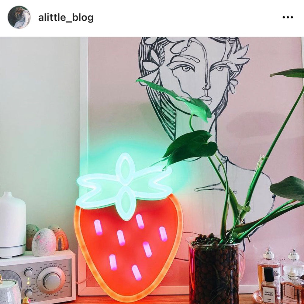 Berry Nice Mini LED neon in material girl, stop sign and minty green colours.